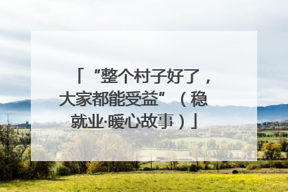 “整个村子好了，大家都能受益”（稳就业·暖心故事）