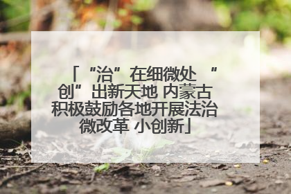 “治”在细微处 “创”出新天地 内蒙古积极鼓励各地开展法治微改革 小创新