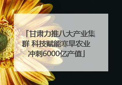 甘肃力推八大产业集群 科技赋能寒旱农业冲刺6000亿产值