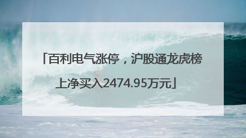 百利电气涨停，沪股通龙虎榜上净买入2474.95万元