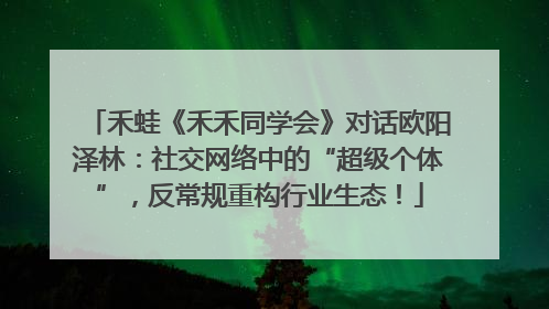 禾蛙《禾禾同学会》对话欧阳泽林：社交网络中的“超级个体”，反常规重构行业生态！