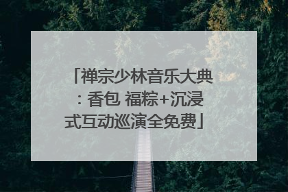 禅宗少林音乐大典：香包 福粽+沉浸式互动巡演全免费