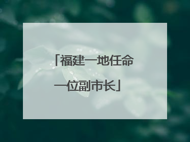 福建一地任命一位副市长