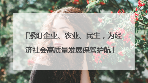 紧盯企业、农业、民生，为经济社会高质量发展保驾护航