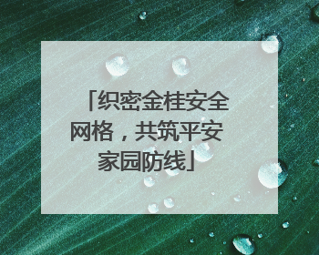 织密金桂安全网格，共筑平安家园防线
