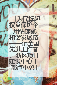 为民撑起权益保护伞 用情铺就和谐发展路——记全国先进工作者、新区项目建设中心干部卢小勇