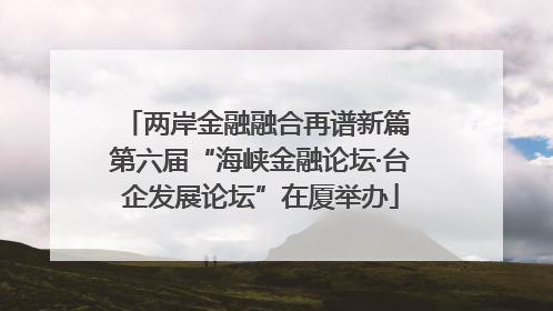 两岸金融融合再谱新篇 第六届“海峡金融论坛·台企发展论坛”在厦举办