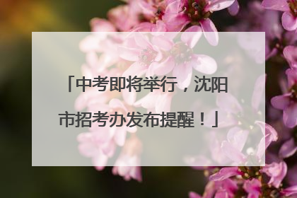中考即将举行，沈阳市招考办发布提醒！