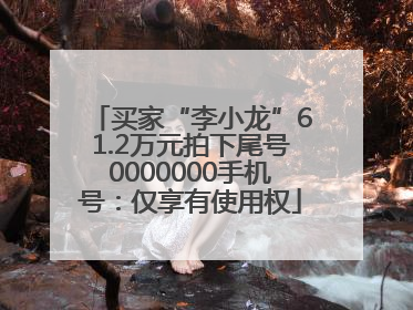 买家“李小龙”61.2万元拍下尾号0000000手机号：仅享有使用权