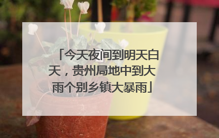 今天夜间到明天白天，贵州局地中到大雨个别乡镇大暴雨