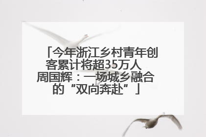 今年浙江乡村青年创客累计将超35万人 周国辉：一场城乡融合的“双向奔赴”