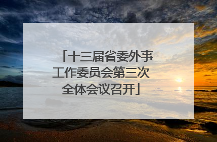 十三届省委外事工作委员会第三次全体会议召开