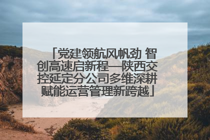 党建领航风帆劲 智创高速启新程—陕西交控延定分公司多维深耕赋能运营管理新跨越