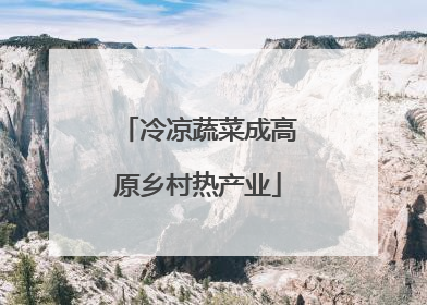 冷凉蔬菜成高原乡村热产业