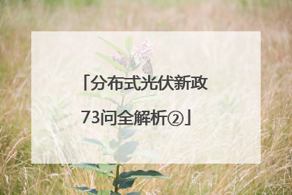 分布式光伏新政73问全解析②
