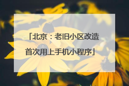 北京：老旧小区改造首次用上手机小程序