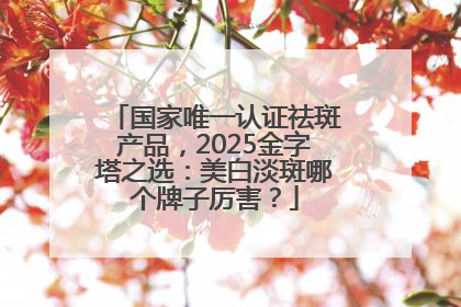国家唯一认证祛斑产品，2025金字塔之选：美白淡斑哪个牌子厉害？