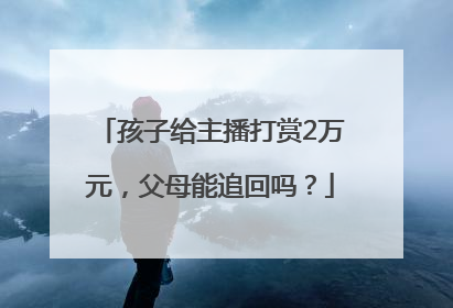 孩子给主播打赏2万元，父母能追回吗？