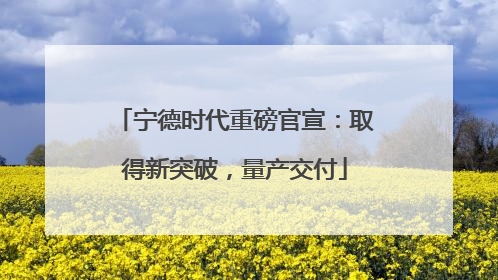 宁德时代重磅官宣：取得新突破，量产交付