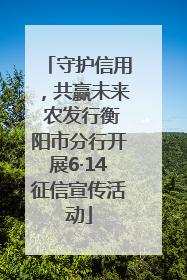 守护信用，共赢未来 农发行衡阳市分行开展6·14征信宣传活动