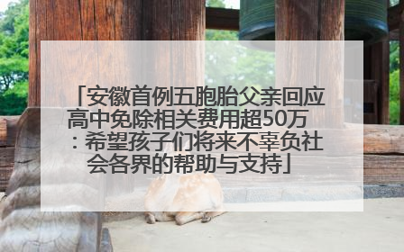 安徽首例五胞胎父亲回应高中免除相关费用超50万：希望孩子们将来不辜负社会各界的帮助与支持