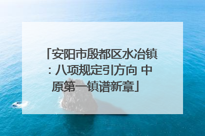 安阳市殷都区水冶镇：八项规定引方向 中原第一镇谱新章