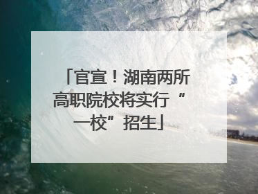 官宣！湖南两所高职院校将实行“一校”招生