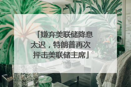 嫌弃美联储降息太迟，特朗普再次抨击美联储主席