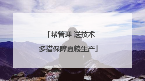 帮管理 送技术 多措保障夏粮生产