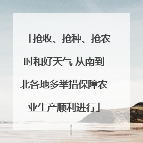 抢收、抢种、抢农时和好天气 从南到北各地多举措保障农业生产顺利进行