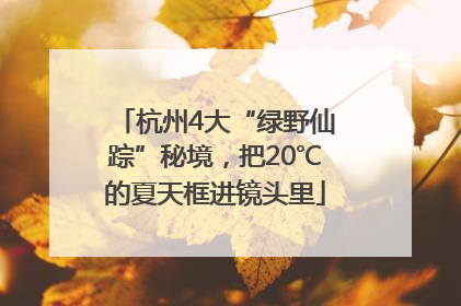 杭州4大“绿野仙踪”秘境，把20℃的夏天框进镜头里