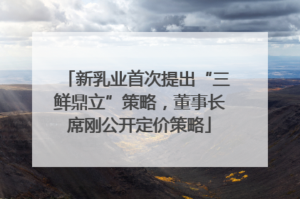 新乳业首次提出“三鲜鼎立”策略，董事长席刚公开定价策略