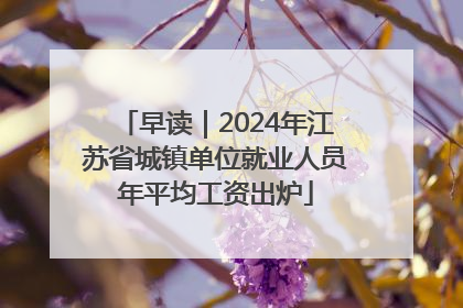 早读｜2024年江苏省城镇单位就业人员年平均工资出炉
