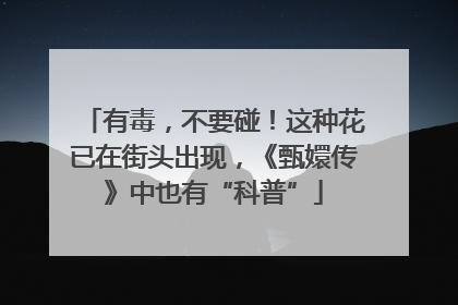 有毒，不要碰！这种花已在街头出现，《甄嬛传》中也有“科普”