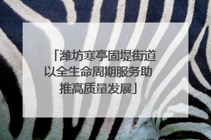 潍坊寒亭固堤街道以全生命周期服务助推高质量发展