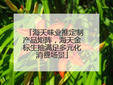 海天味业推定制产品矩阵，海天金标生抽满足多元化消费场景