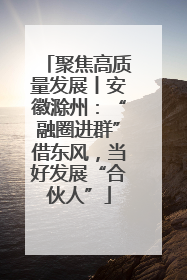 聚焦高质量发展丨安徽滁州：“融圈进群”借东风，当好发展“合伙人”