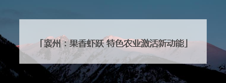 襄州：果香虾跃 特色农业激活新动能