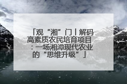 观“湘”门丨解码高素质农民培育项目：一场湘潭现代农业的“思维升级”