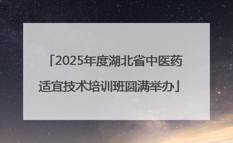 2025年度湖北省中医药适宜技术培训班圆满举办